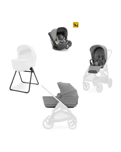 Aptica System Quattro - Crystal Grey- Seduta All Season + Culla Open Up + Standup + Seggiolino Auto Darwin