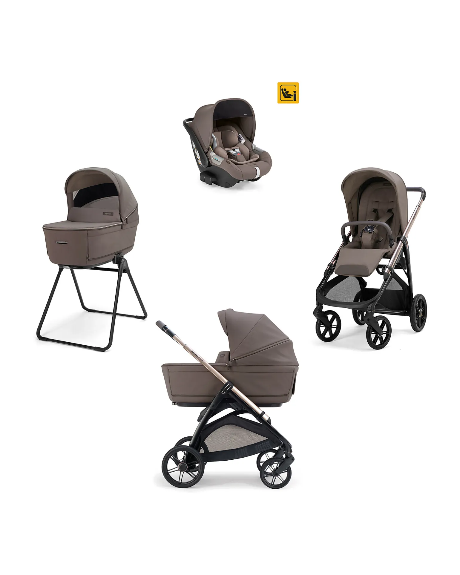 Aptica System Quattro - Essence Mokka - Seduta All Season + Culla Open Up + Standup + Seggiolino Auto Darwin + Telaio Palladio