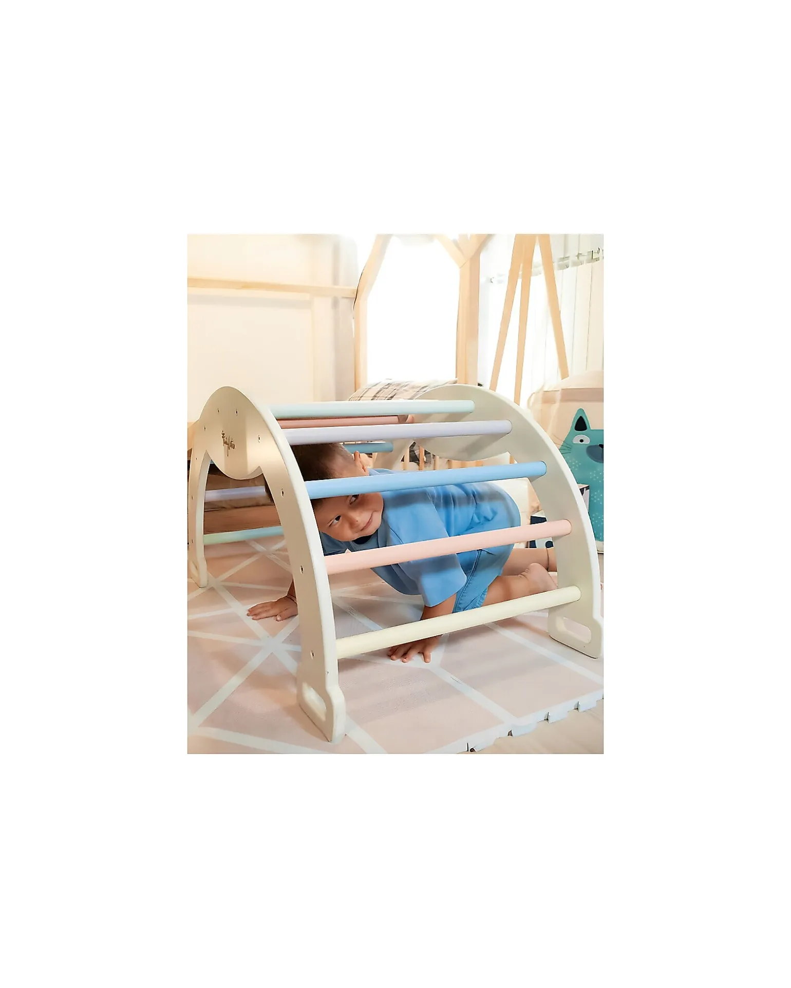 Arco Montessori Rainbow - Cotton Candy + Cuscino - Sviluppa Equilibrio e Agilità