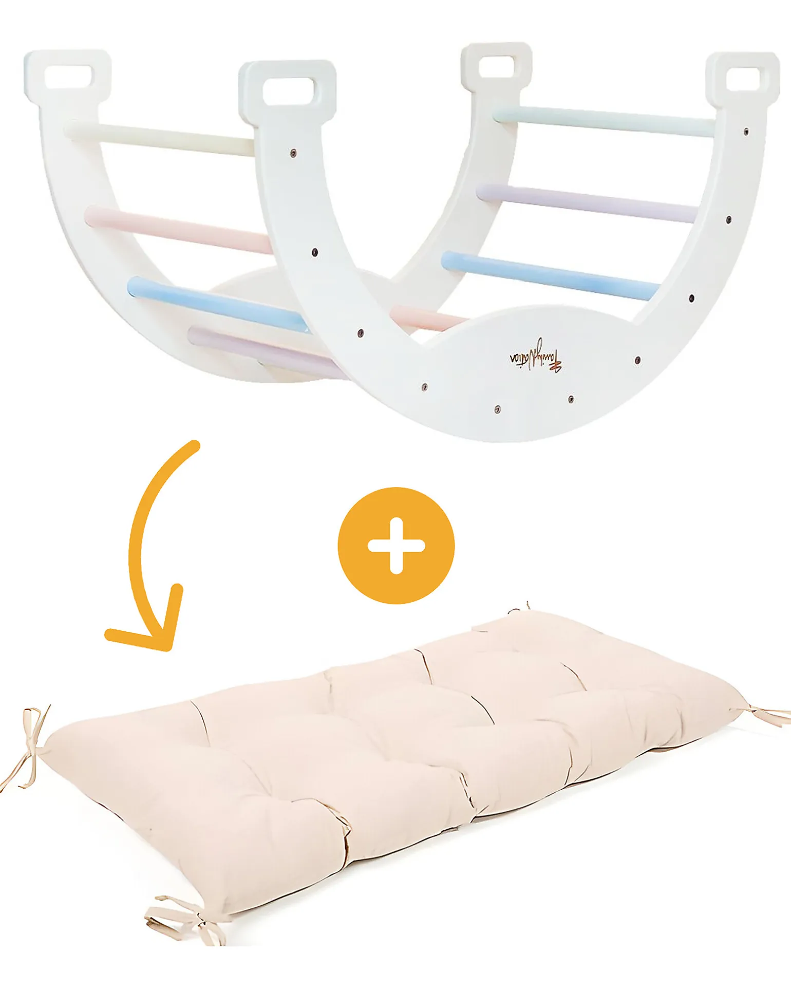 Arco Montessori Rainbow - Cotton Candy + Cuscino - Sviluppa Equilibrio e Agilità