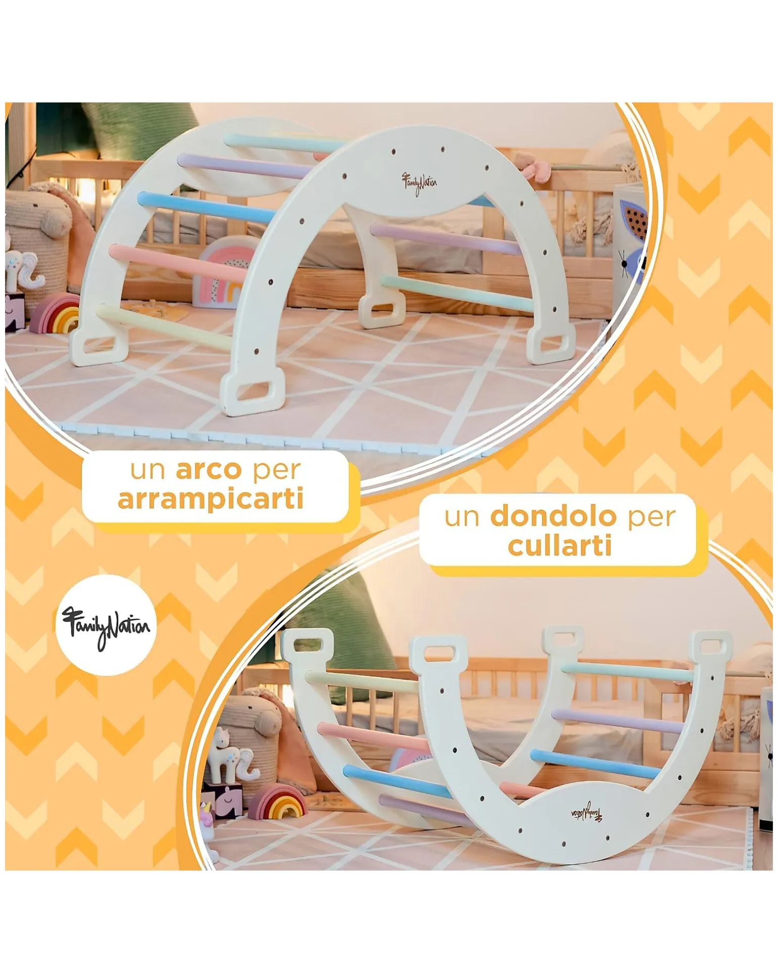 Arco Montessori Rainbow - Sunny Beach + Cuscino - Sviluppa Equilibrio e Agilità