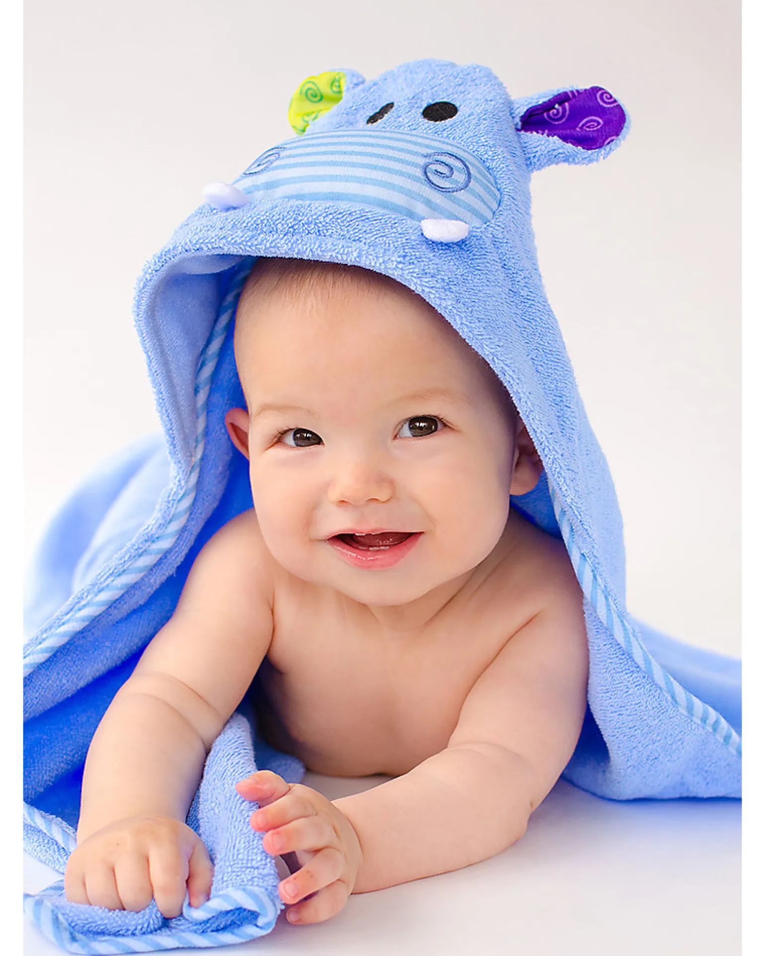 Asciugamano Baby con Cappuccio, Henry l'Ippopotamo - 100% cotone