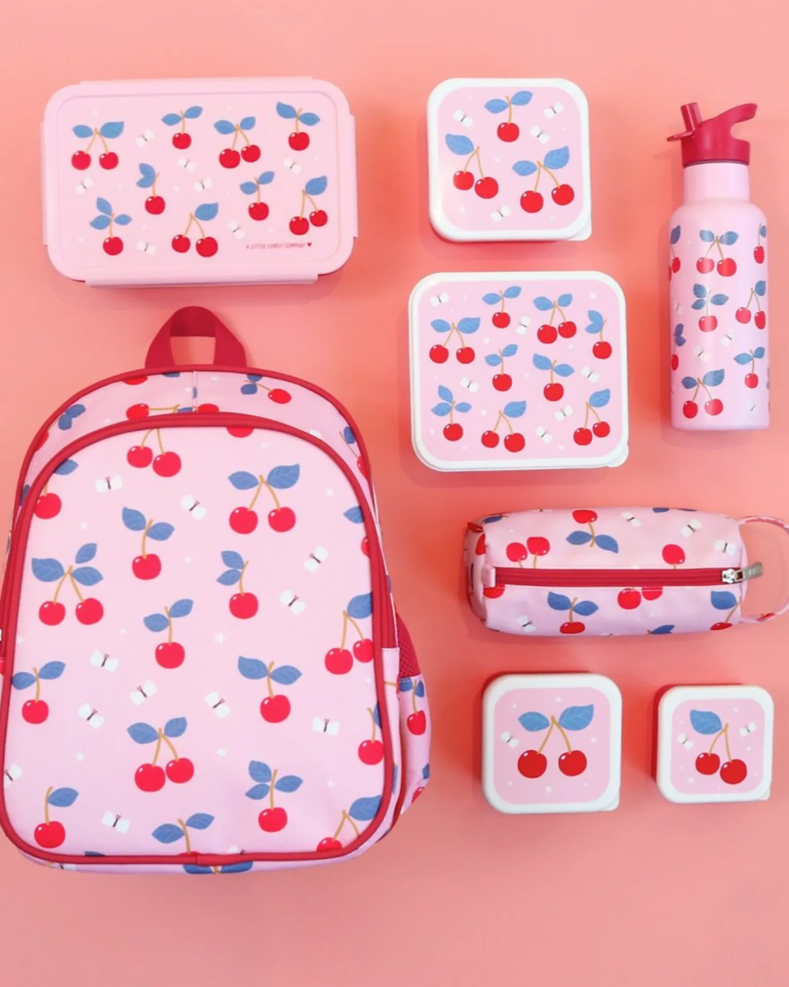Astuccio per la Scuola con Chiusura a Zip - Ciliegie - 20x8x7 cm