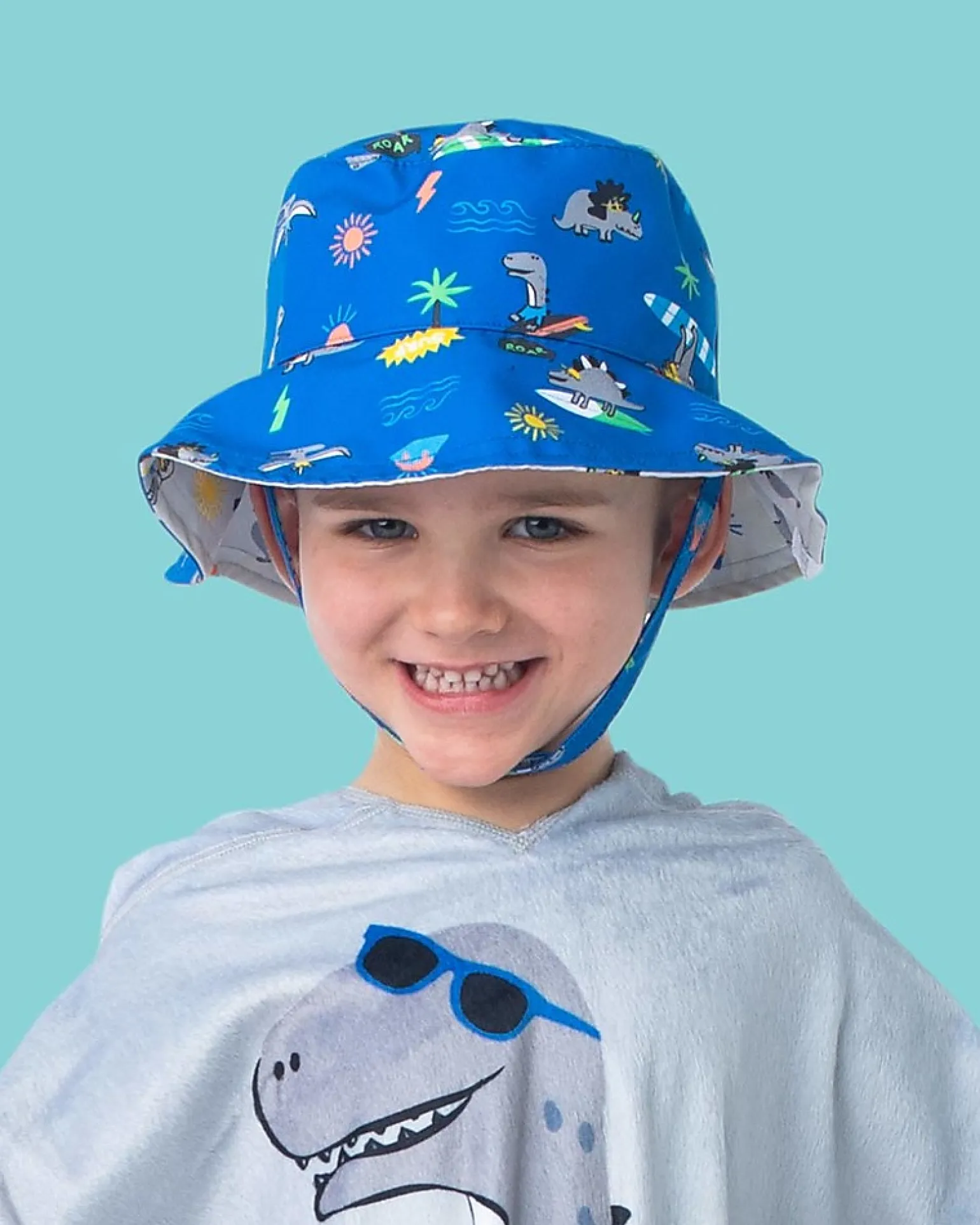 Baby Cappello Estivo Reversibile Anti-UV SPF 50+ Dinosauri