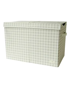 Baule Portagiochi Ripiegabile - Gingham - Beige - 100% Poliestere Riciclato - 62x38x38cm