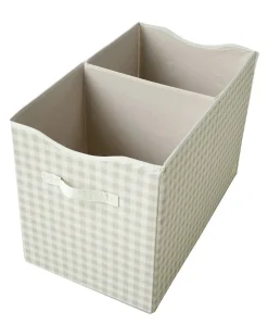 Baule Portagiochi Ripiegabile - Gingham - Beige - 100% Poliestere Riciclato - 62x38x38cm