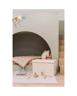 Baule Portagiochi Ripiegabile - Terrazzo Crema - 100% Poliestere Riciclato - 62x38x38cm