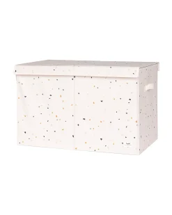 Baule Portagiochi Ripiegabile - Terrazzo Crema - 100% Poliestere Riciclato - 62x38x38cm