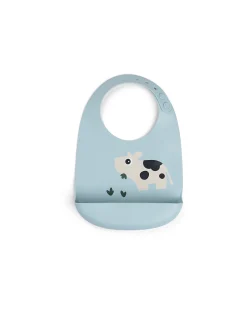 Bavaglio Impermeabile con Tasca - Tiny Farm - Blu - 100% Silicone