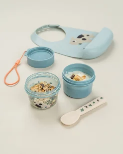 Bavaglio Impermeabile con Tasca - Tiny Farm - Blu - 100% Silicone