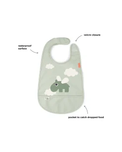 Bavaglio Impermeabile con Tasca - Happy Clouds - Verde - Certificato OEKO-TEX