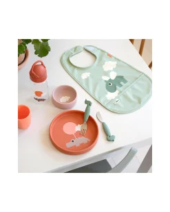 Bavaglio Impermeabile con Tasca - Happy Clouds - Verde - Certificato OEKO-TEX