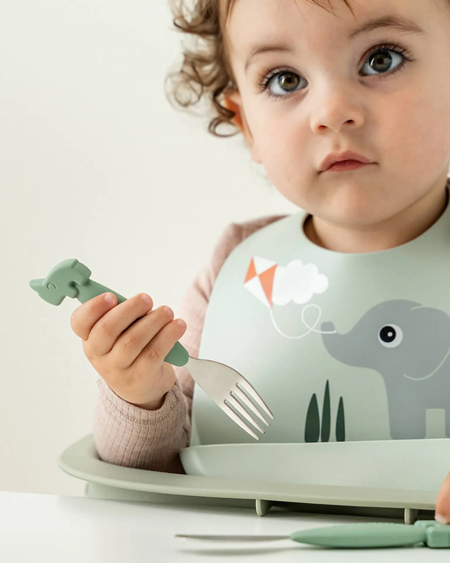 Bavaglio Impermeabile con Tasca - Playground - Verde - 100% Silicone Alimentare - 3m+