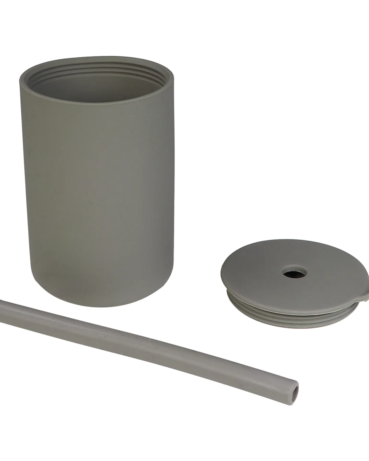 Bicchiere con Cannuccia - Grigio Olivastro - Silicone