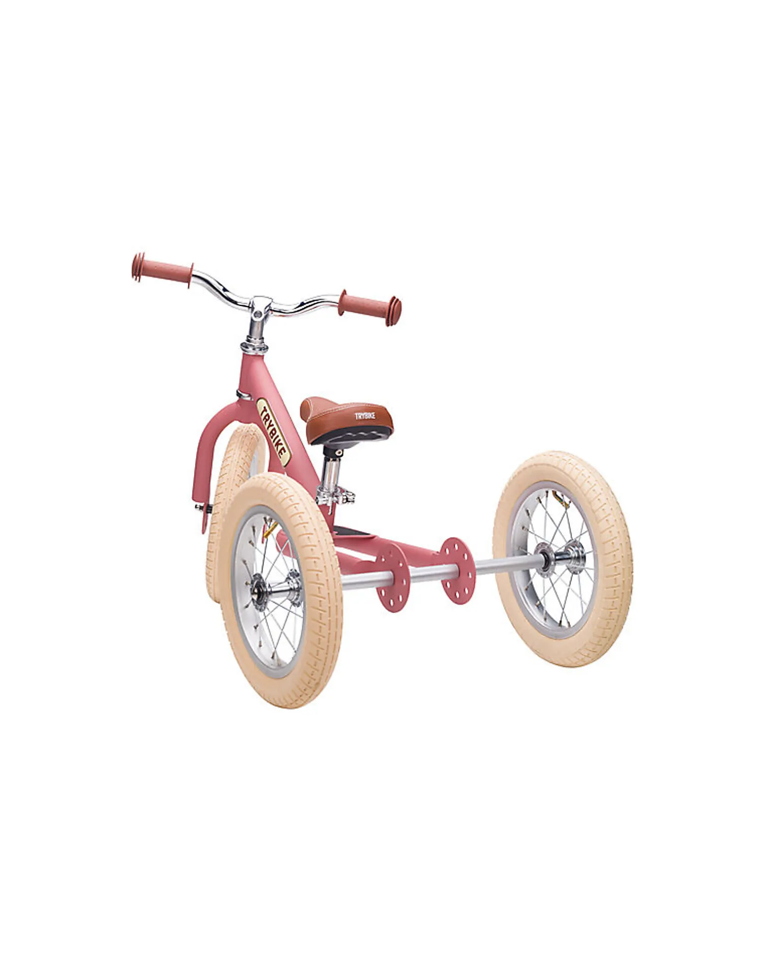 Bici 2 in 1 Rosa Vintage Opaco + Kit Terza Ruota per Convertirla in Triciclo