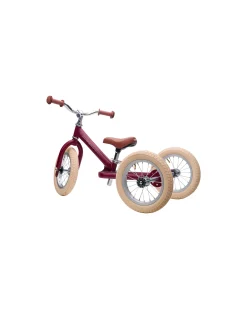 Bici 2 in 1 Rosso Vintage Opaco + Kit Terza Ruota per Convertirla in Triciclo