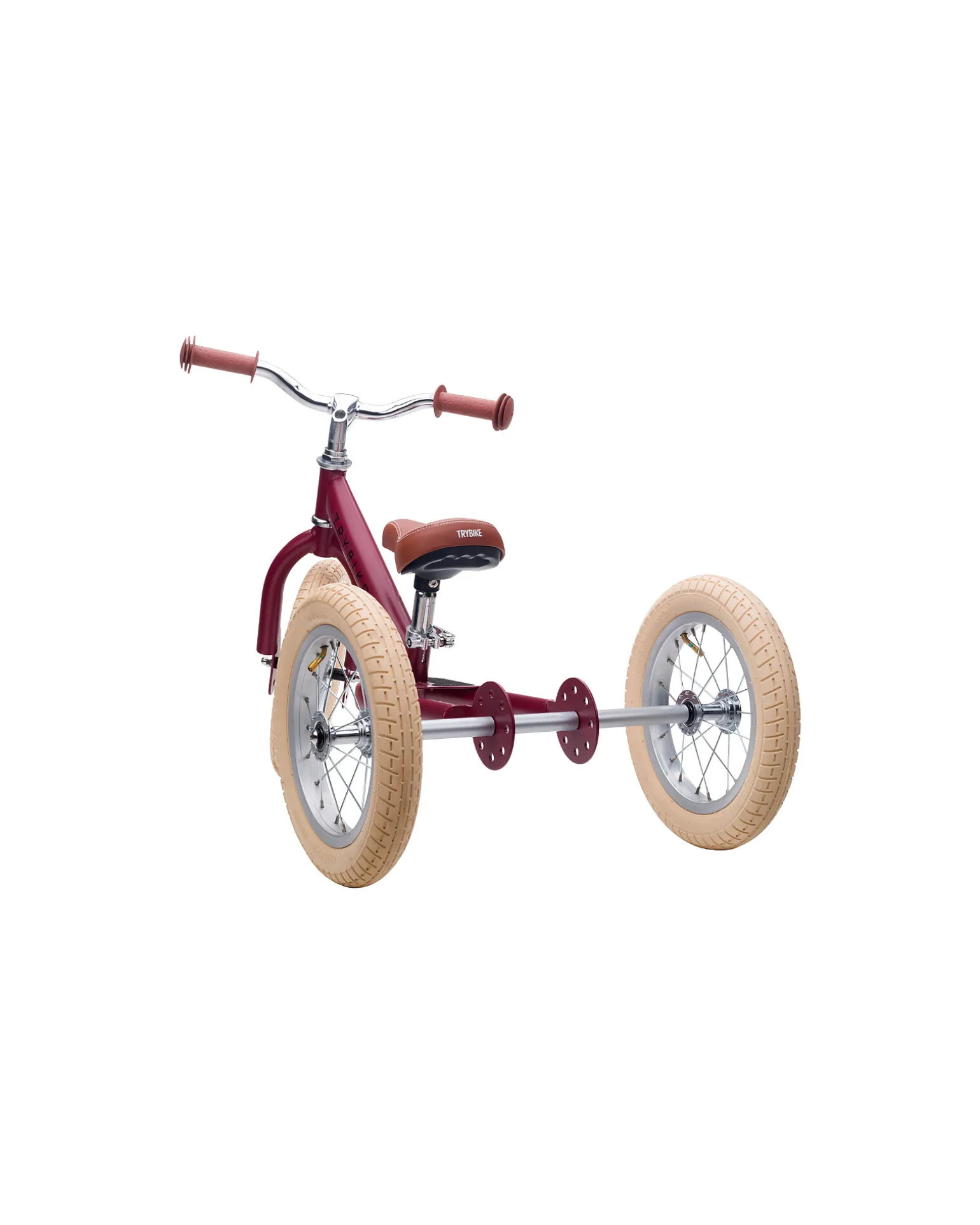 Bici 2 in 1 Rosso Vintage Opaco + Kit Terza Ruota per Convertirla in Triciclo
