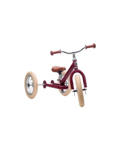 Bici 2 in 1 Rosso Vintage Opaco + Kit Terza Ruota per Convertirla in Triciclo