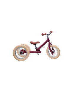 Bici 2 in 1 Rosso Vintage Opaco + Kit Terza Ruota per Convertirla in Triciclo