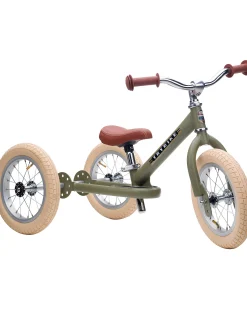 Bici 2 in 1 Verde Vintage Opaco + Kit Terza Ruota per Convertirla in Triciclo