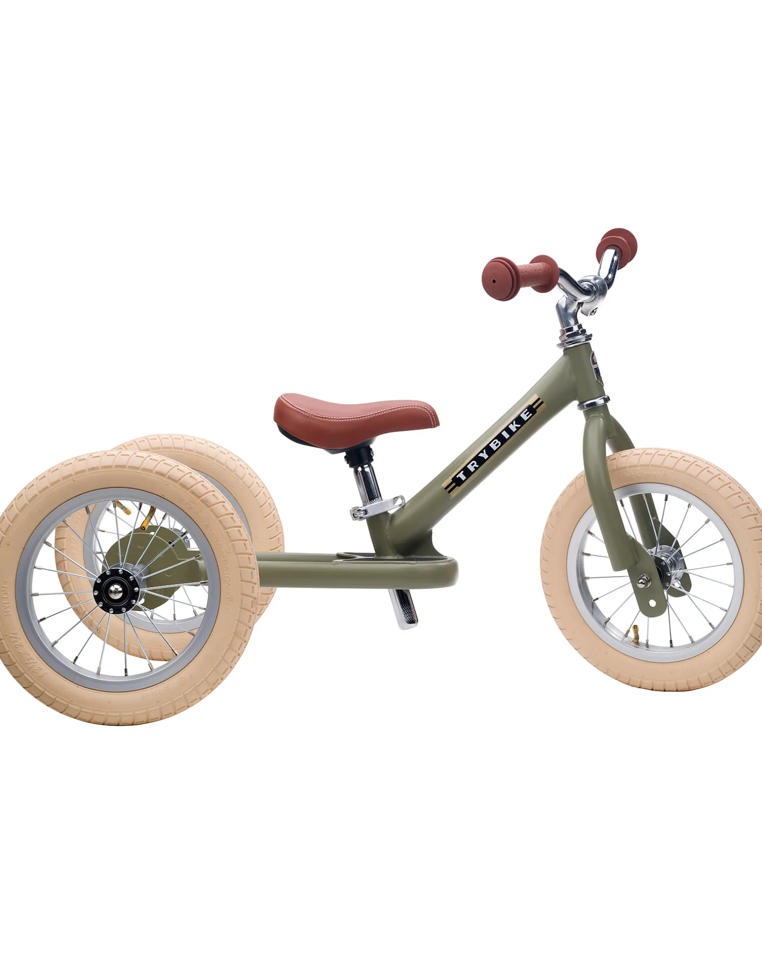 Bici 2 in 1 Verde Vintage Opaco + Kit Terza Ruota per Convertirla in Triciclo