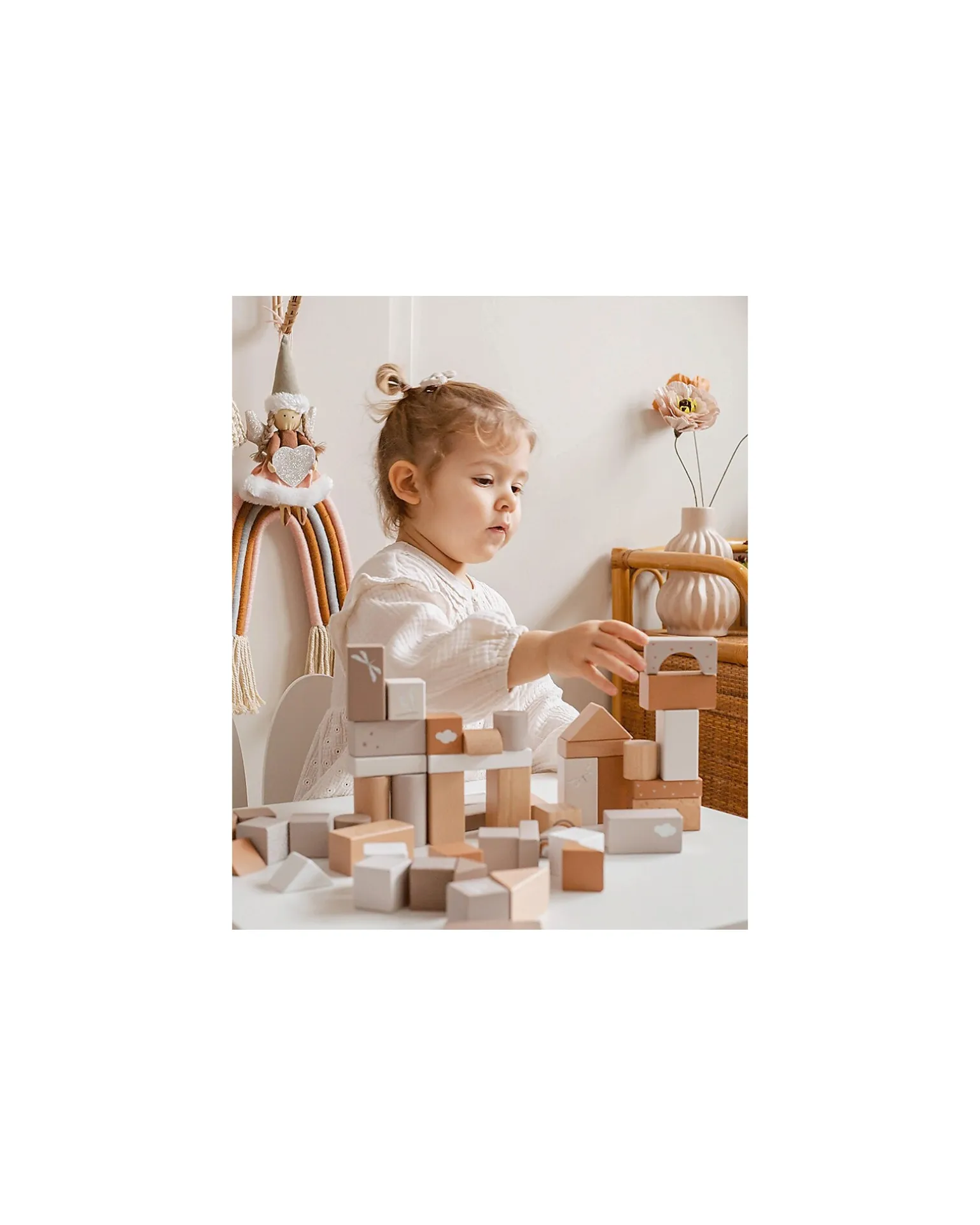 Blocchi Impilabili in Legno FSC - 50 Pezzi - Beige - 18+ m