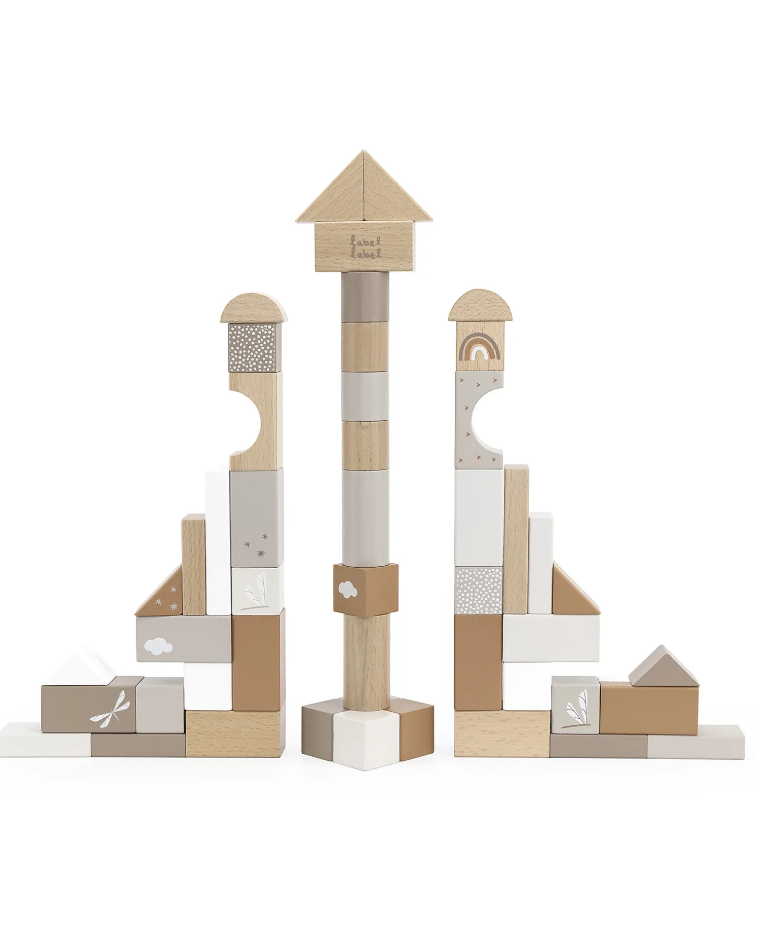 Blocchi Impilabili in Legno FSC - 50 Pezzi - Beige - 18+ m