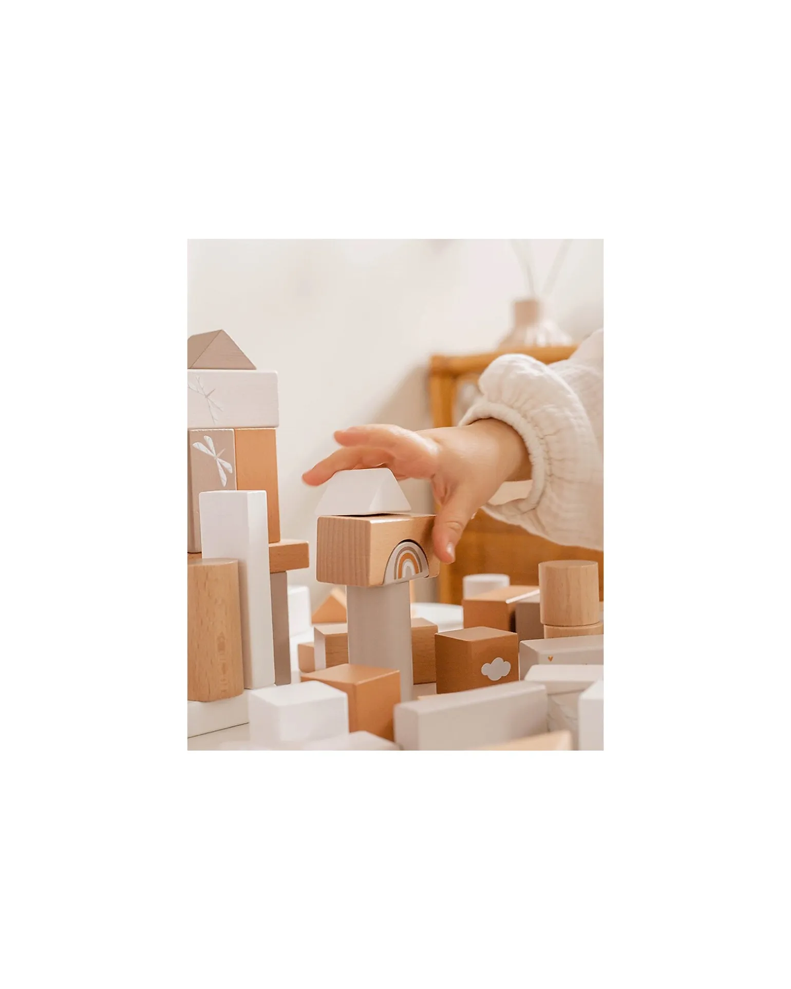 Blocchi Impilabili in Legno FSC - 50 Pezzi - Beige - 18+ m
