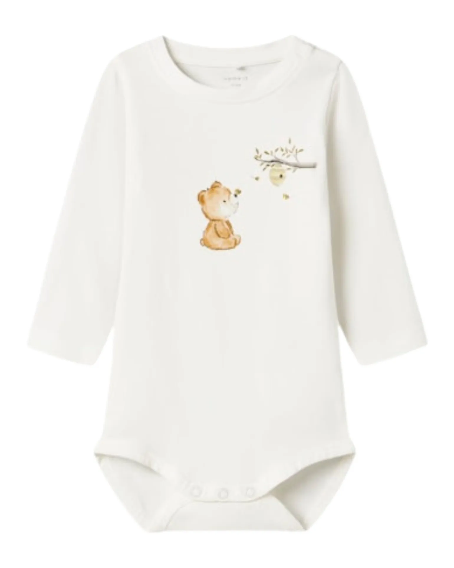 Body a Stampa e a Maniche Lunghe - Cloud Dancer - Cotone Bio