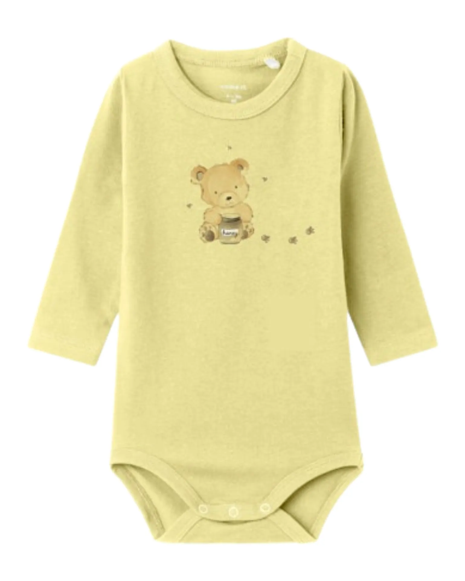 Body a Stampa e a Maniche Lunghe - Giallo Chardonnay - Cotone Bio