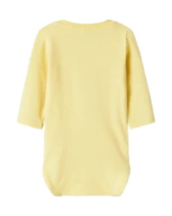 Body a Stampa e a Maniche Lunghe - Giallo Chardonnay - Cotone Bio