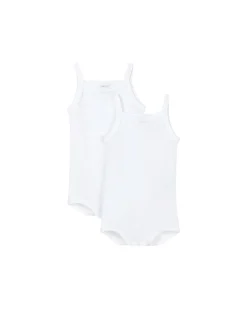 Body con Spalline, Pacco da 2 - Bianco - 100% Cotone