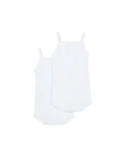 Body con Spalline, Pacco da 2 - Bianco - 100% Cotone