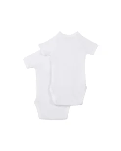 Body Kimono Manica Corta - Pacco da 2 - Bianco - 100% Cotone