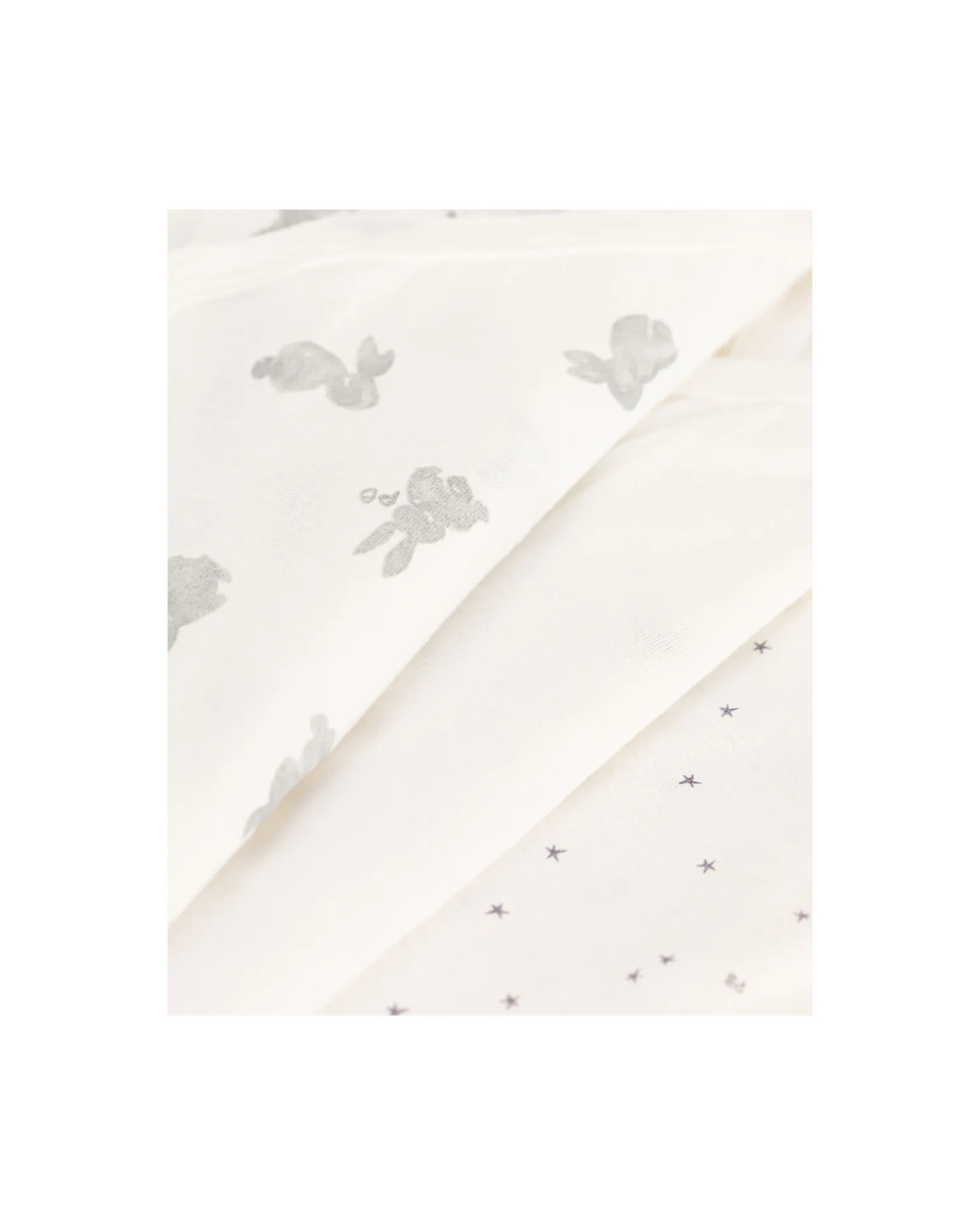 Body Kimono Manica Corta - Pacco da 3 - Bianco - Stelle/Conigli - 100% Cotone