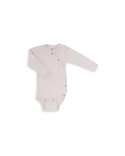 Body Kimono Manica Lunga con Automatici - Magnolia - Lana Vergine e Seta -Certificato GOTS