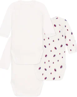 Body Kimono Manica Lunga - Pacco da 3 - Bianco - Barche a Vela - 100% Cotone Bio