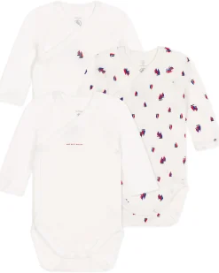 Body Kimono Manica Lunga - Pacco da 3 - Bianco - Barche a Vela - 100% Cotone Bio