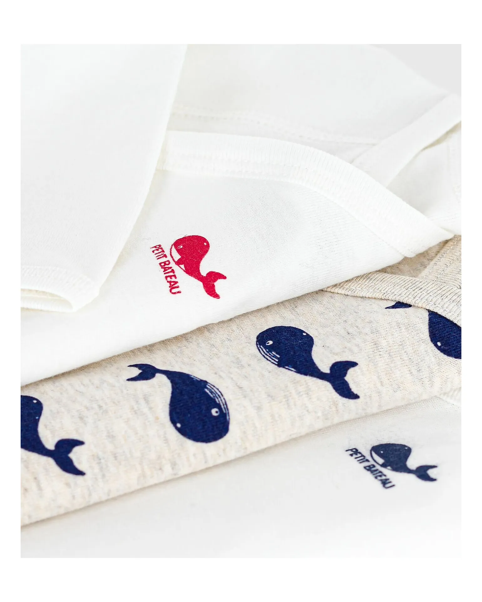 Body Kimono Manica Lunga - Pacco da 3 - Bianco - Balene - 100% Cotone Bio