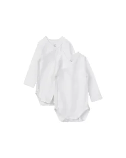 Body Kimono Manica Lunga - Pacco da 2 - Bianco - 100% Cotone