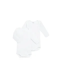 Body Manica Lunga - Pacco da 2 - Bianco - 100% Cotone Bio