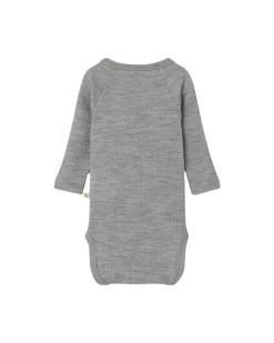 Body Maniche Lunghe a Costine - Grigio Melange - Cotone Bio