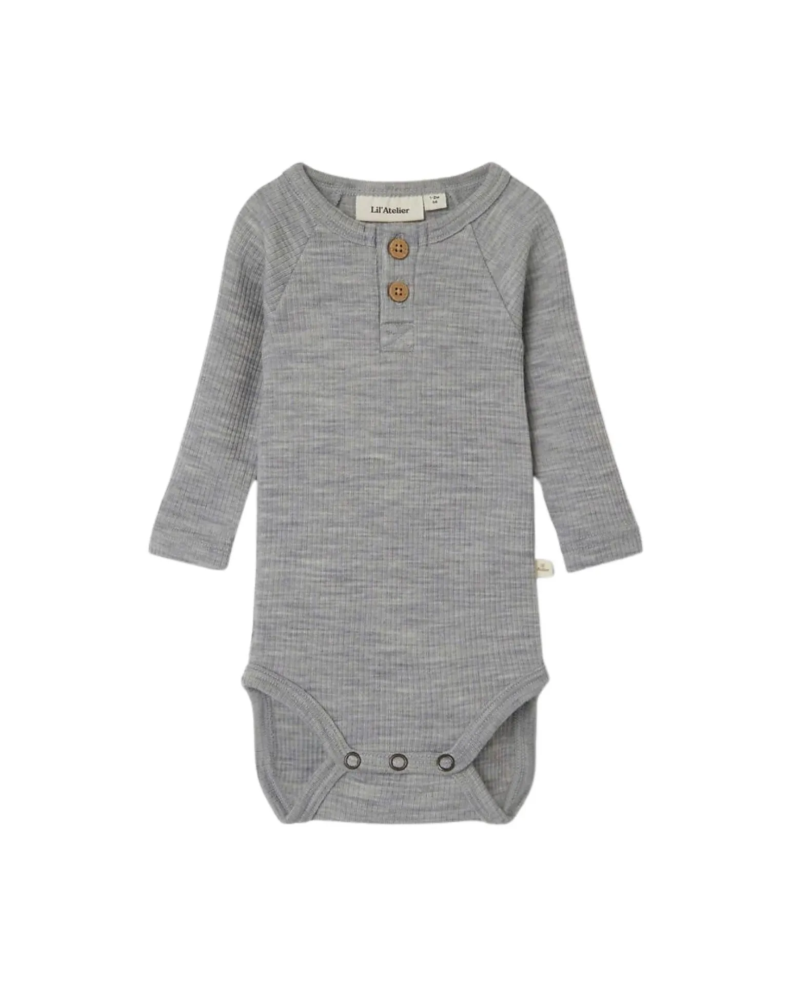 Body Maniche Lunghe a Costine - Grigio Melange - Cotone Bio