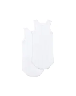 Body Senza Maniche, Pacco da 2 - Bianco - 100% Cotone