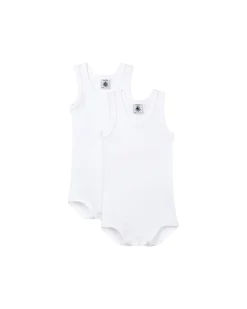 Body Senza Maniche, Pacco da 2 - Bianco - 100% Cotone