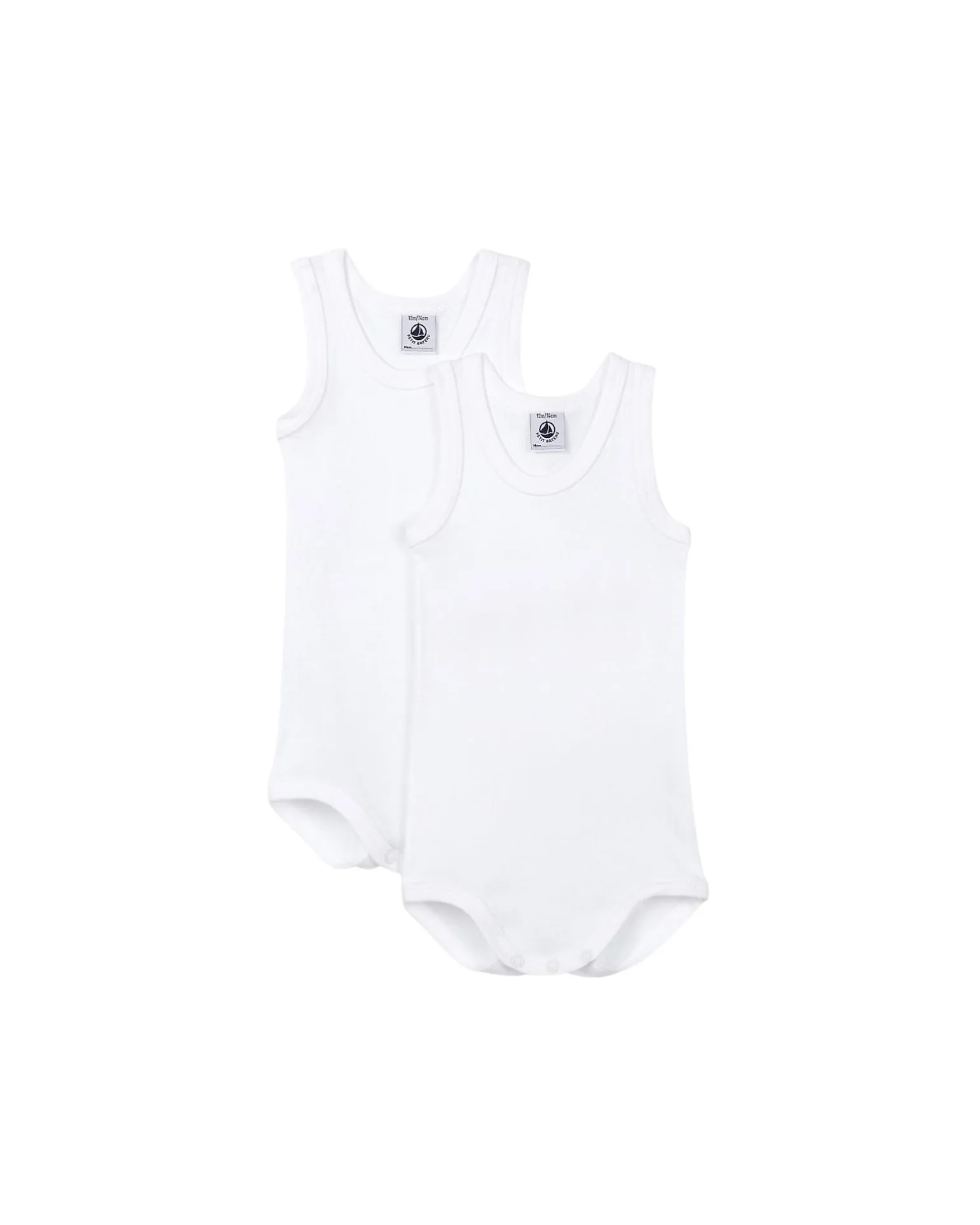 Body Senza Maniche, Pacco da 2 - Bianco - 100% Cotone