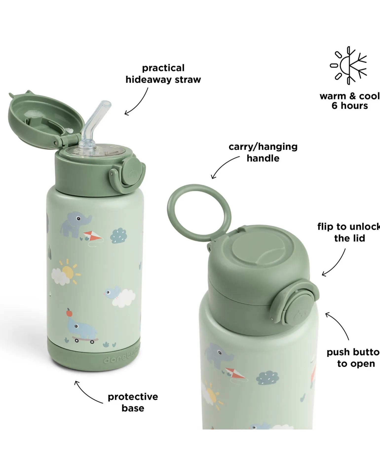 Borraccia Antigoccia Termica - Playground - Verde - 340 ml - 7,5 x 19 cm