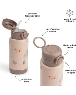 Borraccia Antigoccia Termica - Tiny Farm - Cipria - 340 ml - 7,5 x 19 cm