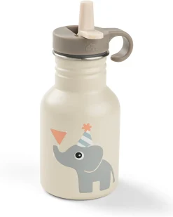 Borraccia in Metallo 350 ml - Celebration - Sabbia - con Cannuccia a Scomparsa! - 12m+