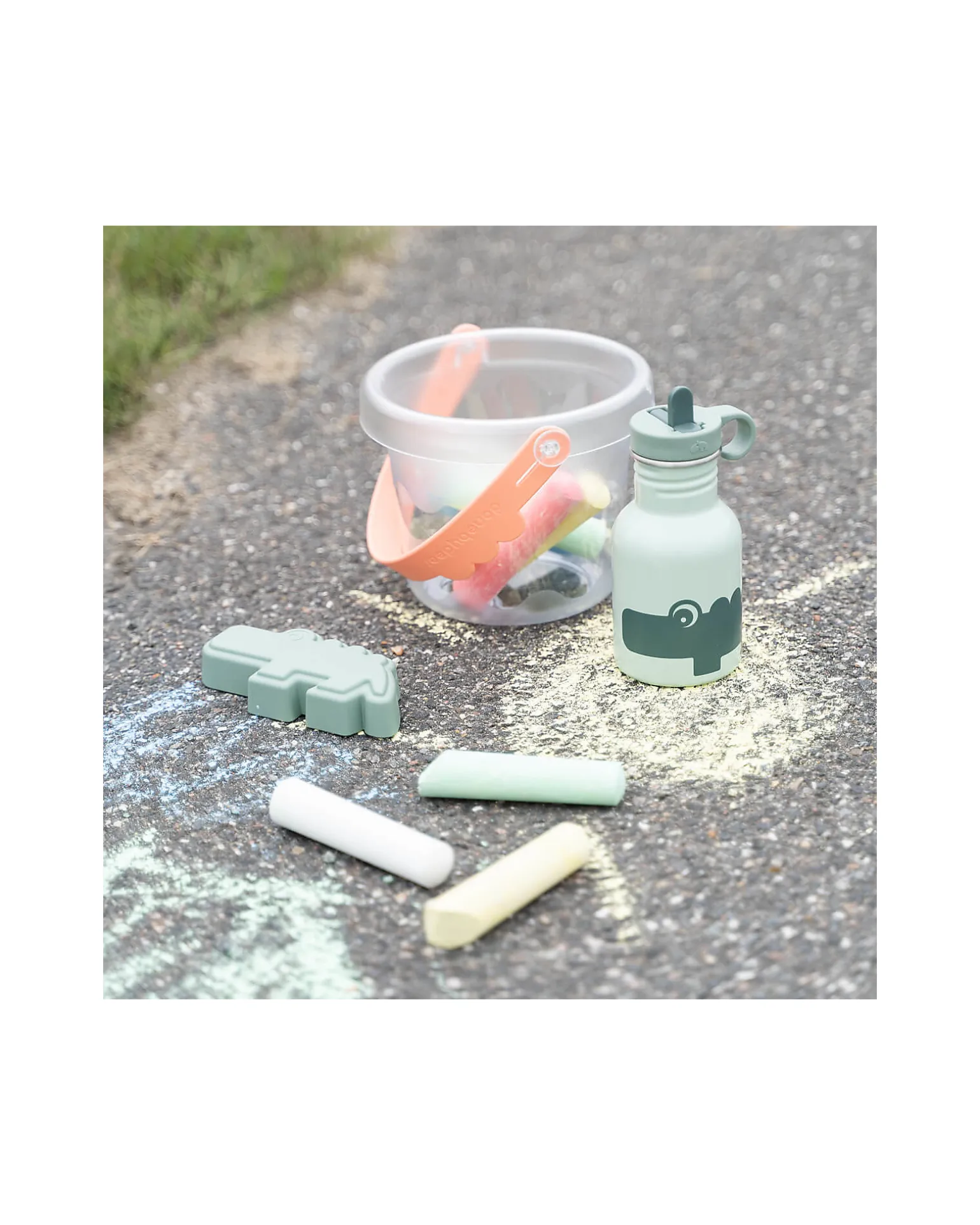 Borraccia in Metallo 350 ml - Croco - Verde - con Cannuccia a Scomparsa!